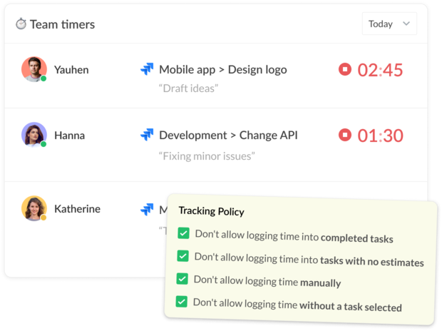 Jira Everhour team timers