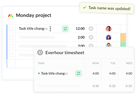 Everhour Monday data sync