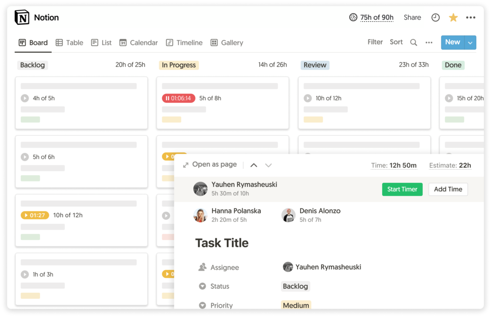 Notion time tracking