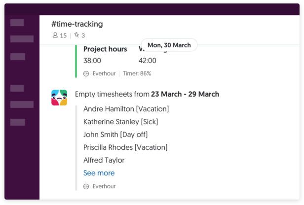 Slack paid time offs