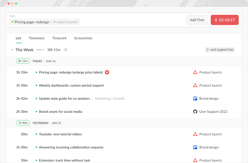 Time tracking software