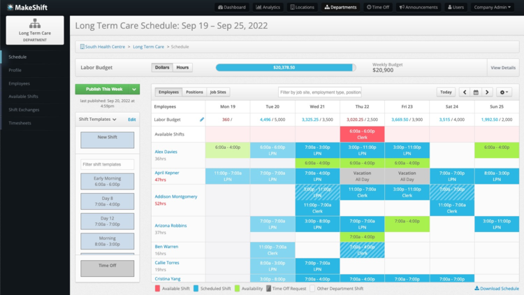MakeShift scheduling