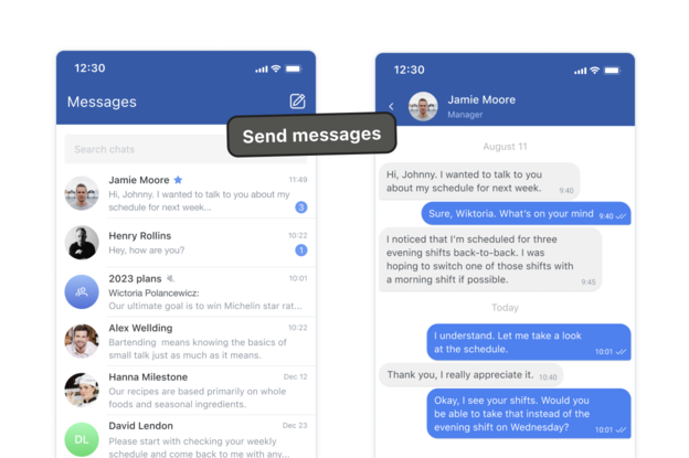 Private 1:1 messaging in Shifts