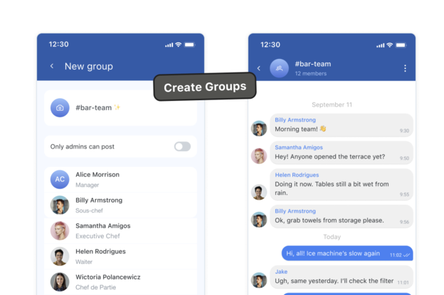 Group chat for teams in Shifts