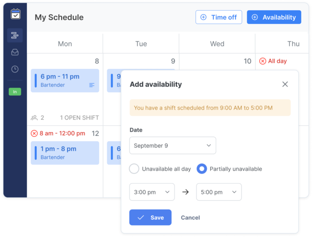 Check employee availability before assigning shifts