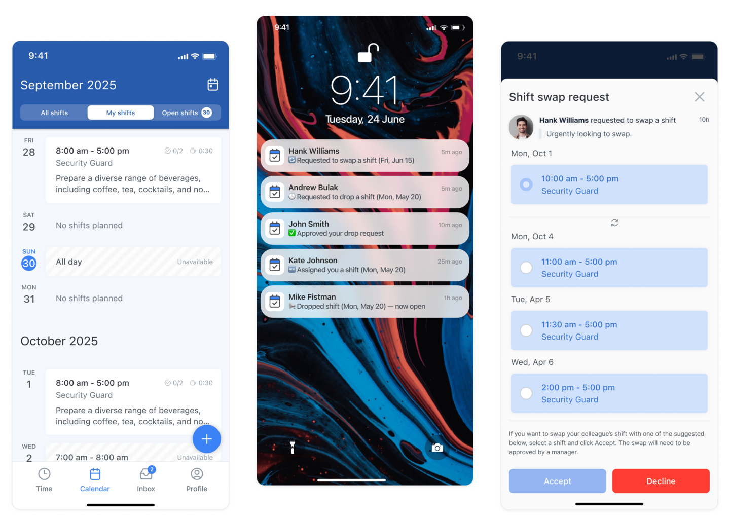 Security Scheduling Software Mobile App