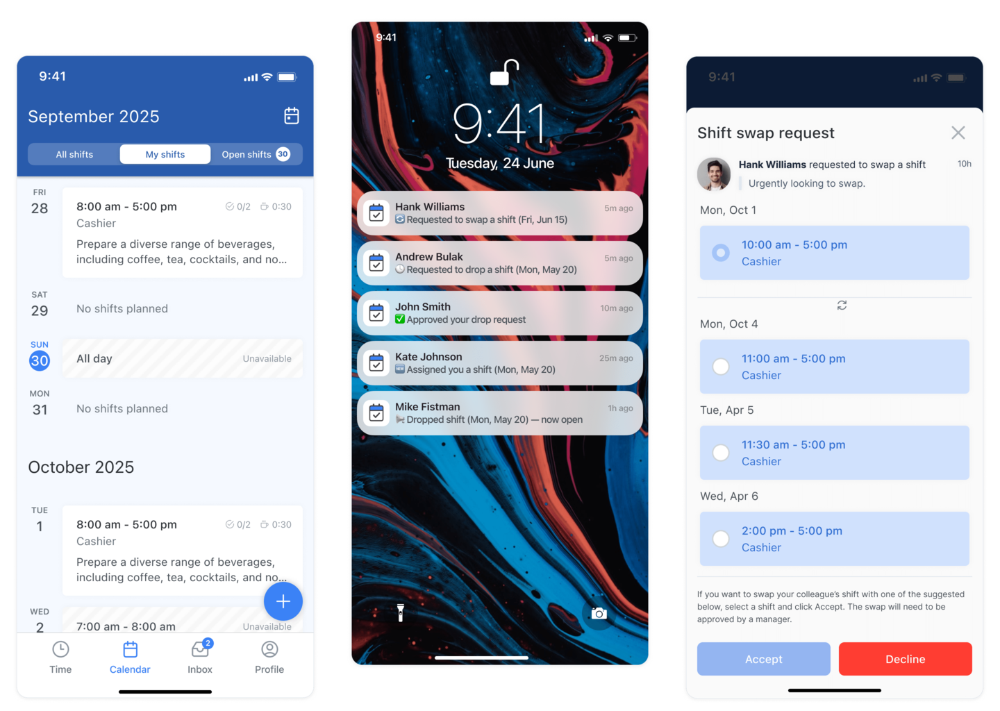 Supermarket Scheduling Software Mobile App